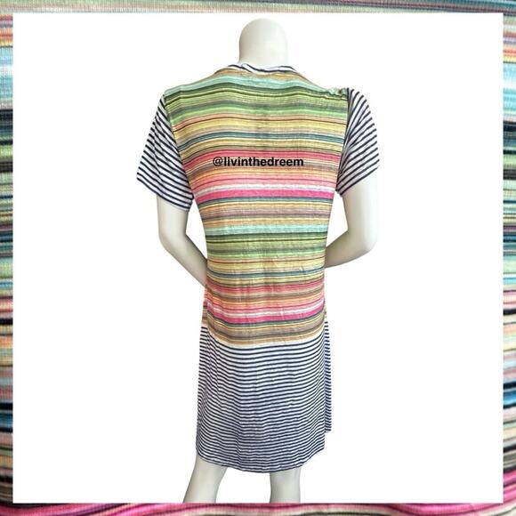 NWT David Cline V-Neck Short Sleeve T-Shirt Dress SZ Small Blue Stripe $119 - Picture 6 of 15